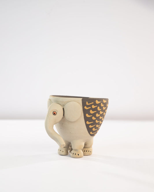 Hathi Elephant Nerikomi Ceramic Planter - Golden Feathers by Modus & Mood