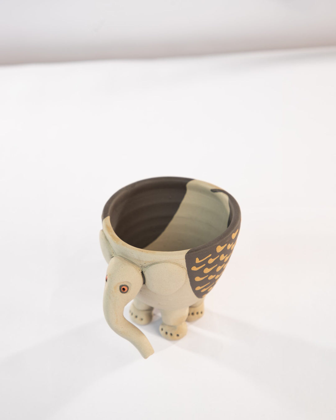 Hathi Elephant Nerikomi Ceramic Planter - Golden Feathers - view 2 of 5