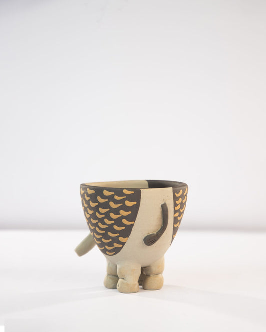 Hathi Elephant Nerikomi Ceramic Planter - Golden Feathers - view 3 of 5