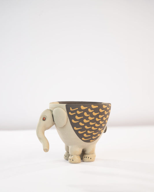 Hathi Elephant Nerikomi Ceramic Planter - Golden Feathers - view 4 of 5