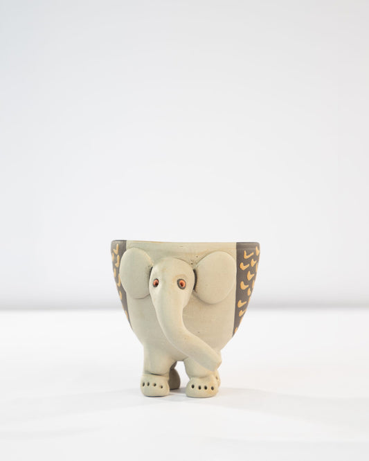 Hathi Elephant Nerikomi Ceramic Planter - Golden Feathers - view 5 of 5