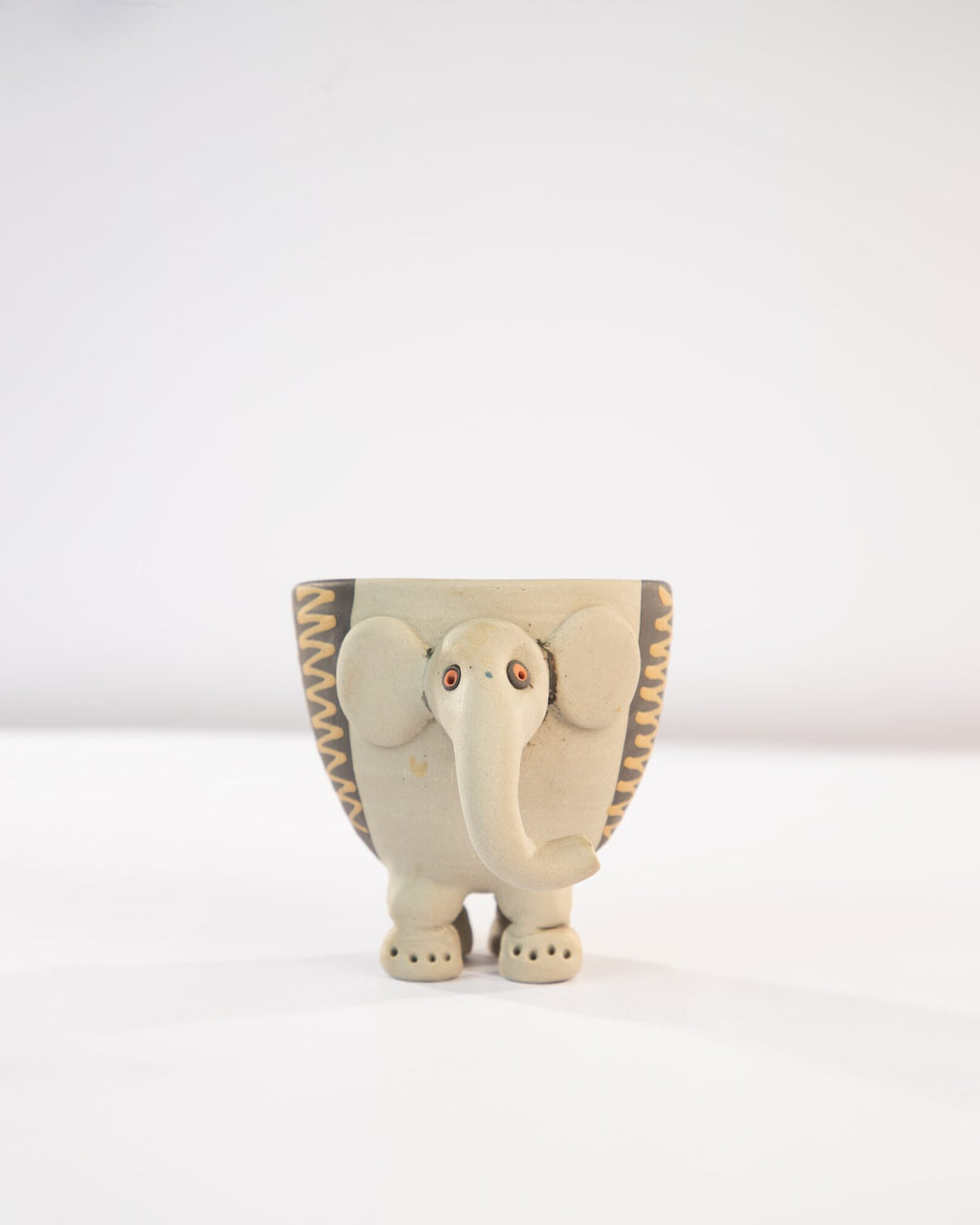 Hathi Elephant Nerikomi Ceramic Planter - Saffron Zigzag by Modus & Mood