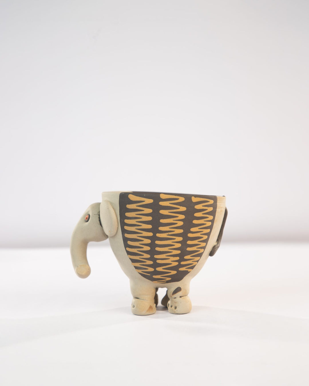Hathi Elephant Nerikomi Ceramic Planter - Saffron Zigzag - view 3 of 4