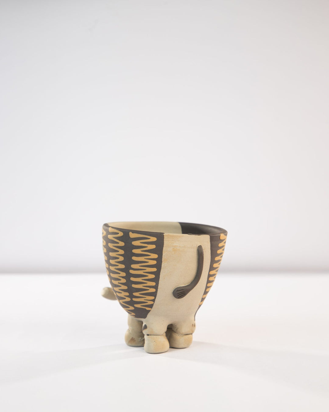 Hathi Elephant Nerikomi Ceramic Planter - Saffron Zigzag - view 4 of 4