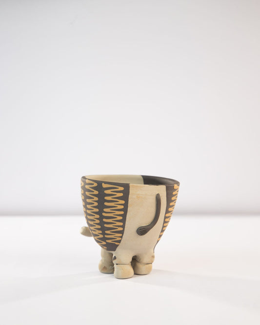 Hathi Elephant Nerikomi Ceramic Planter - Saffron Zigzag - view 4 of 4
