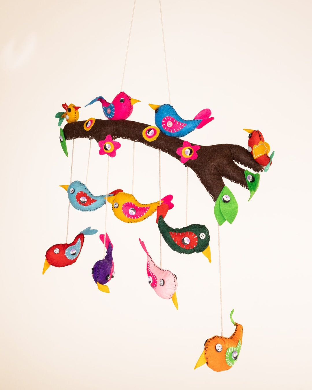 Embroidered Wool-Felt Bird Nursery Mobile - view 2 of 3