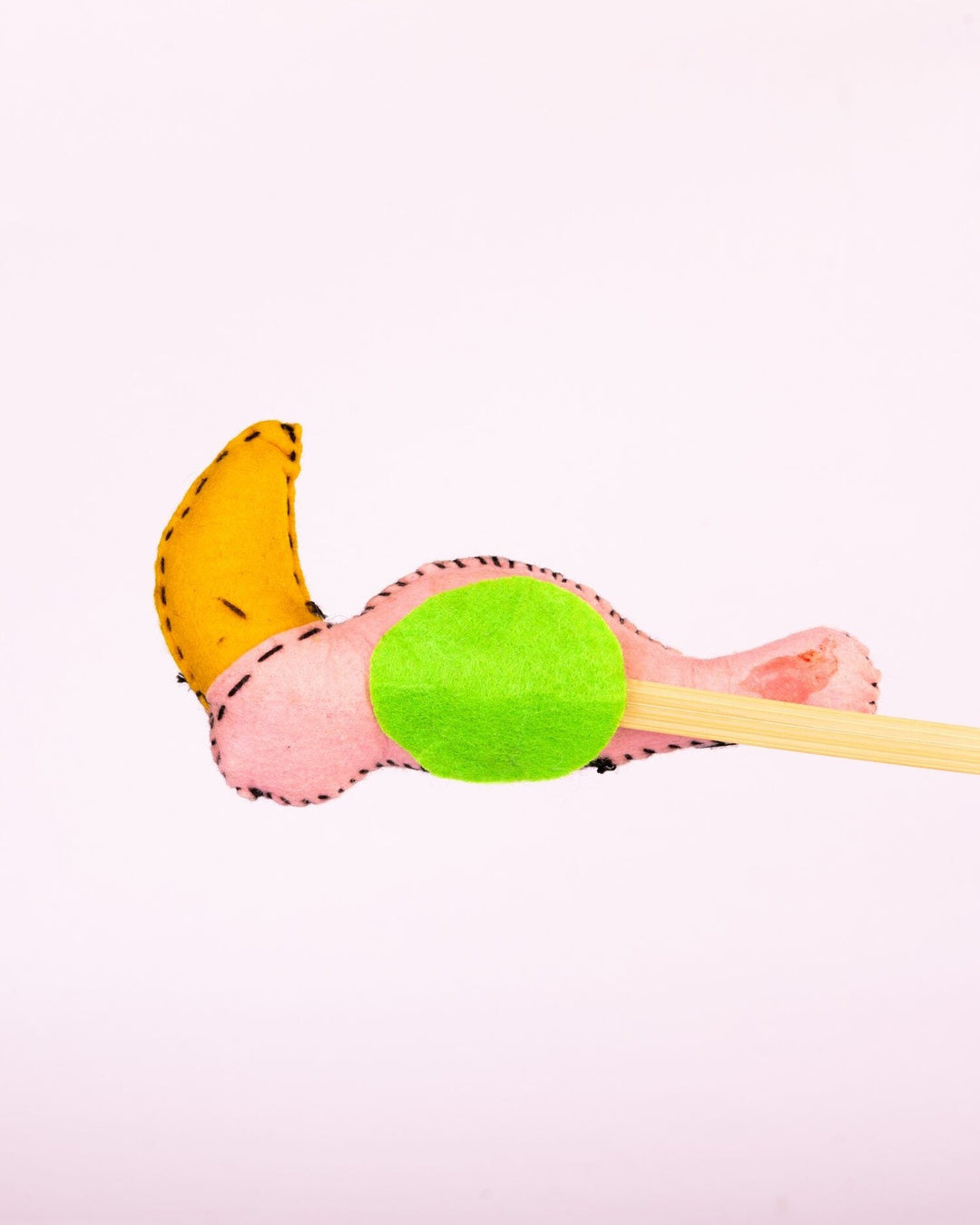 Embroidered Wool-Felt Bird Plant Stake - Coral - view 2 of 2