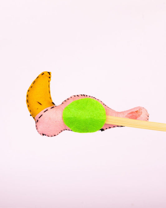 Embroidered Wool-Felt Bird Plant Stake - Coral - view 2 of 2