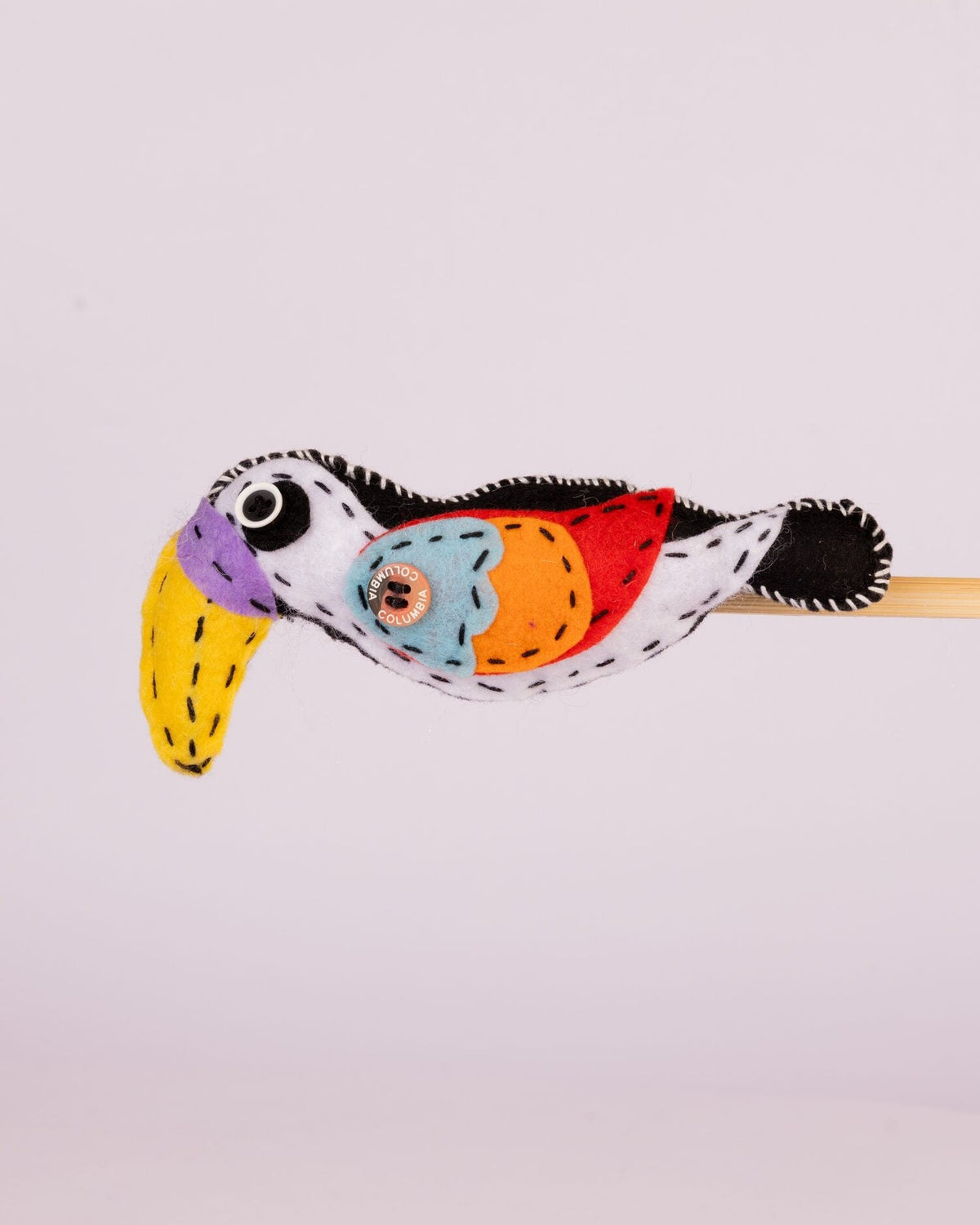 Embroidered Wool-Felt Bird Plant Stake - Multicolour by Modus & Mood