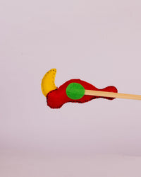 Embroidered Wool-Felt Bird Plant Stake - Turquoise - view 2 of 3