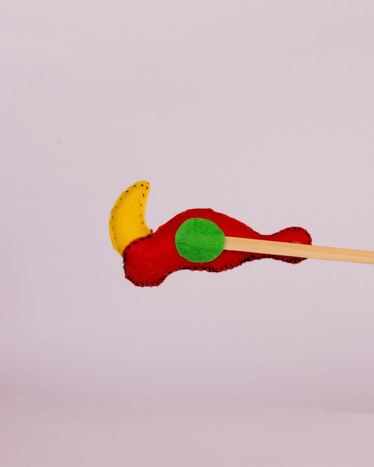 Embroidered Wool-Felt Bird Plant Stake - Turquoise - view 2 of 3