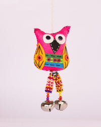 Embroidered Wool-Felt Owl Bell Hanging - Magenta by Modus & Mood
