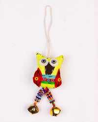 Embroidered Wool-Felt Owl Bell Hanging - Yellow - view 3 of 3