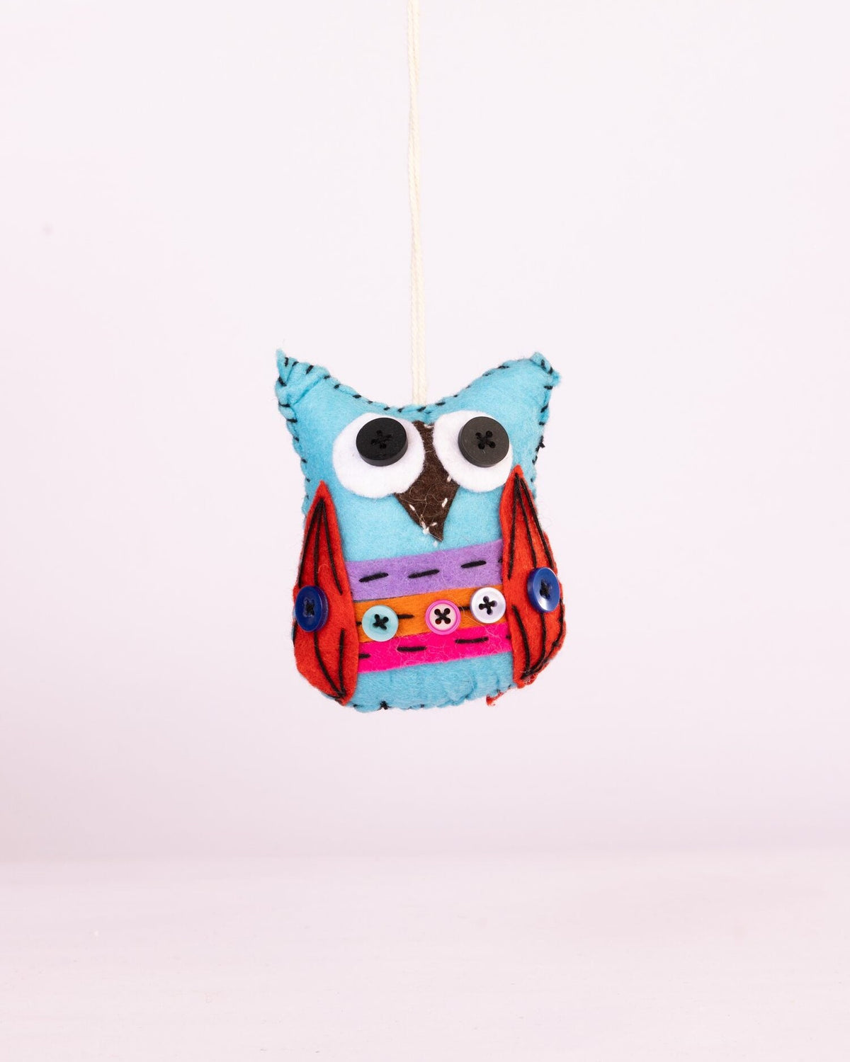 Embroidered Wool-Felt Owl Hanging - Turquoise by Modus & Mood