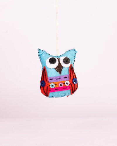 Embroidered Wool-Felt Owl Hanging - Turquoise by Modus & Mood