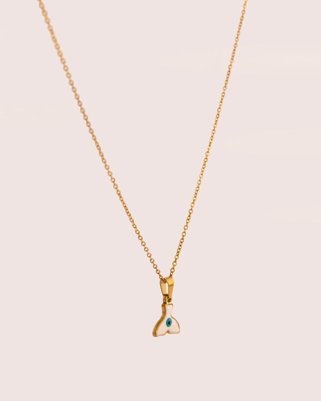 Enamel Fin Pendant Anti-Tarnish Necklace - Blue - view 2 of 4