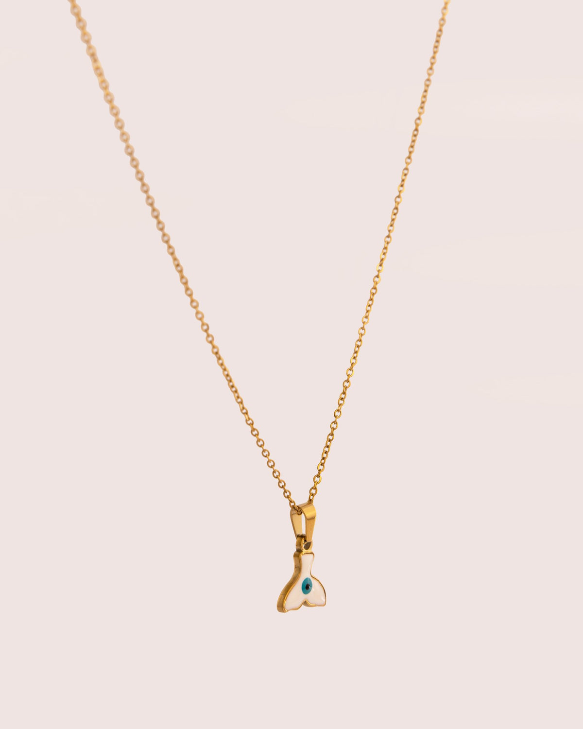 Enamel Fin Pendant Anti-Tarnish Necklace - Blue - view 2 of 4