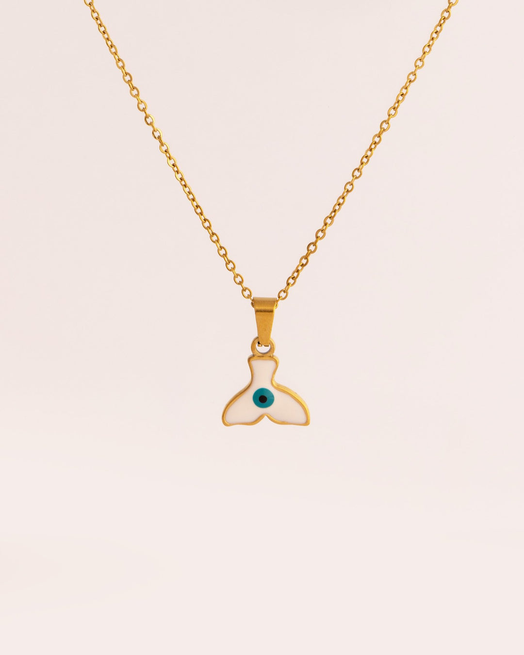 Enamel Fin Pendant Anti-Tarnish Necklace - Blue - view 3 of 4