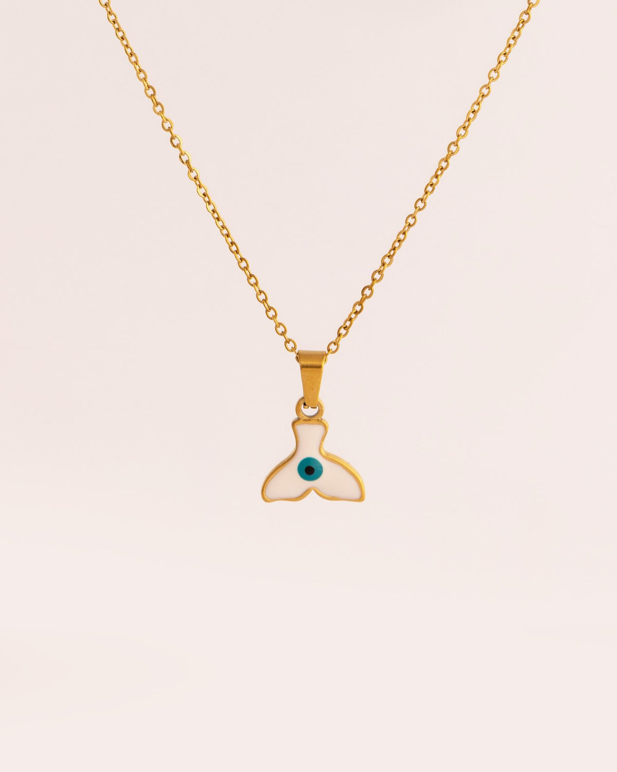 Enamel Fin Pendant Anti-Tarnish Necklace - Blue - view 3 of 4