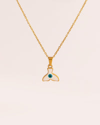 Enamel Fin Pendant Anti-Tarnish Necklace - Blue - view 3 of 4