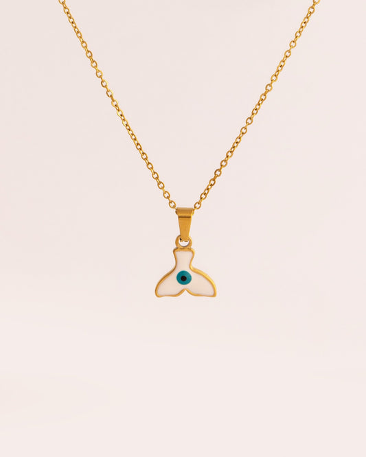 Enamel Fin Pendant Anti-Tarnish Necklace - Blue - view 3 of 4