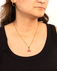 Enamel Fin Pendant Anti-Tarnish Necklace - Red by Modus & Mood