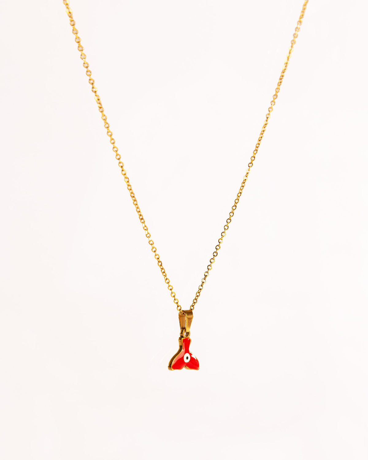 Enamel Fin Pendant Anti-Tarnish Necklace - Red - view 2 of 5
