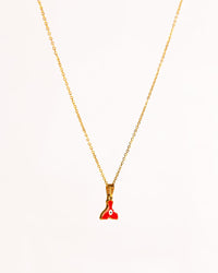 Enamel Fin Pendant Anti-Tarnish Necklace - Red - view 2 of 5