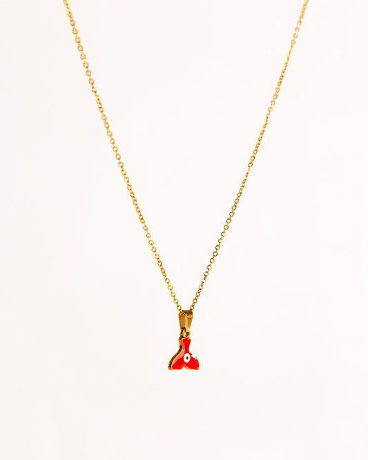 Enamel Fin Pendant Anti-Tarnish Necklace - Red - view 2 of 5