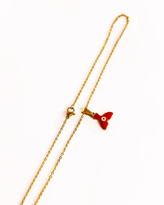 Enamel Fin Pendant Anti-Tarnish Necklace - Red - view 3 of 5