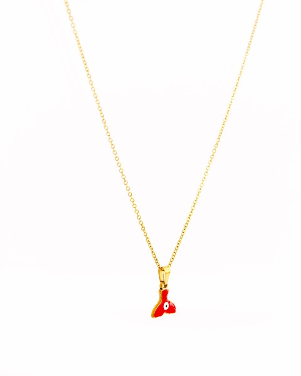 Enamel Fin Pendant Anti-Tarnish Necklace - Red - view 4 of 5