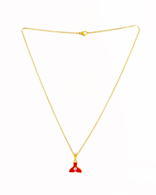 Enamel Fin Pendant Anti-Tarnish Necklace - Red - view 5 of 5