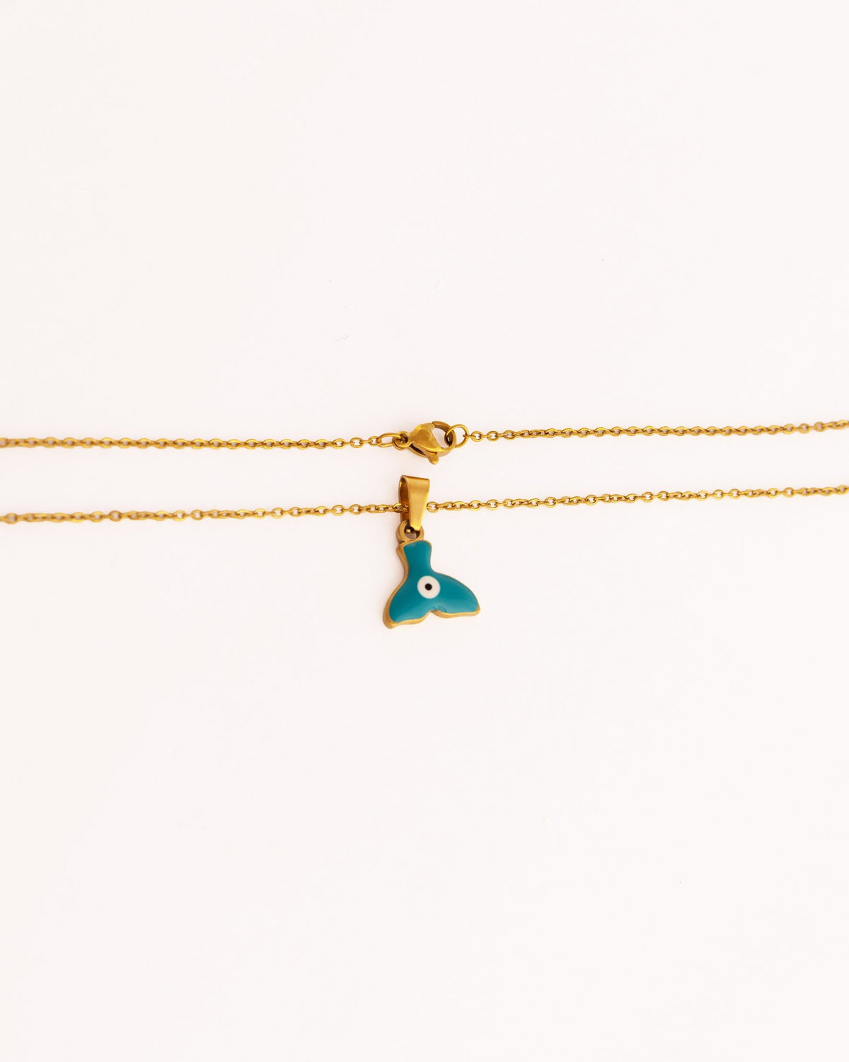 Enamel Fin Pendant Anti-Tarnish Necklace - Teal - view 2 of 4