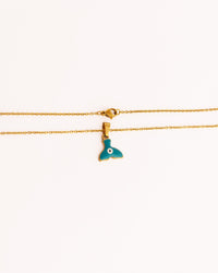 Enamel Fin Pendant Anti-Tarnish Necklace - Teal - view 2 of 4