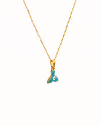 Enamel Fin Pendant Anti-Tarnish Necklace - Teal - view 3 of 4