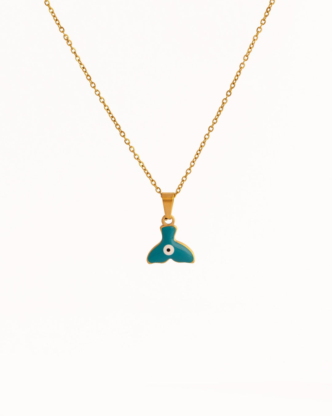 Enamel Fin Pendant Anti-Tarnish Necklace - Teal - view 4 of 4
