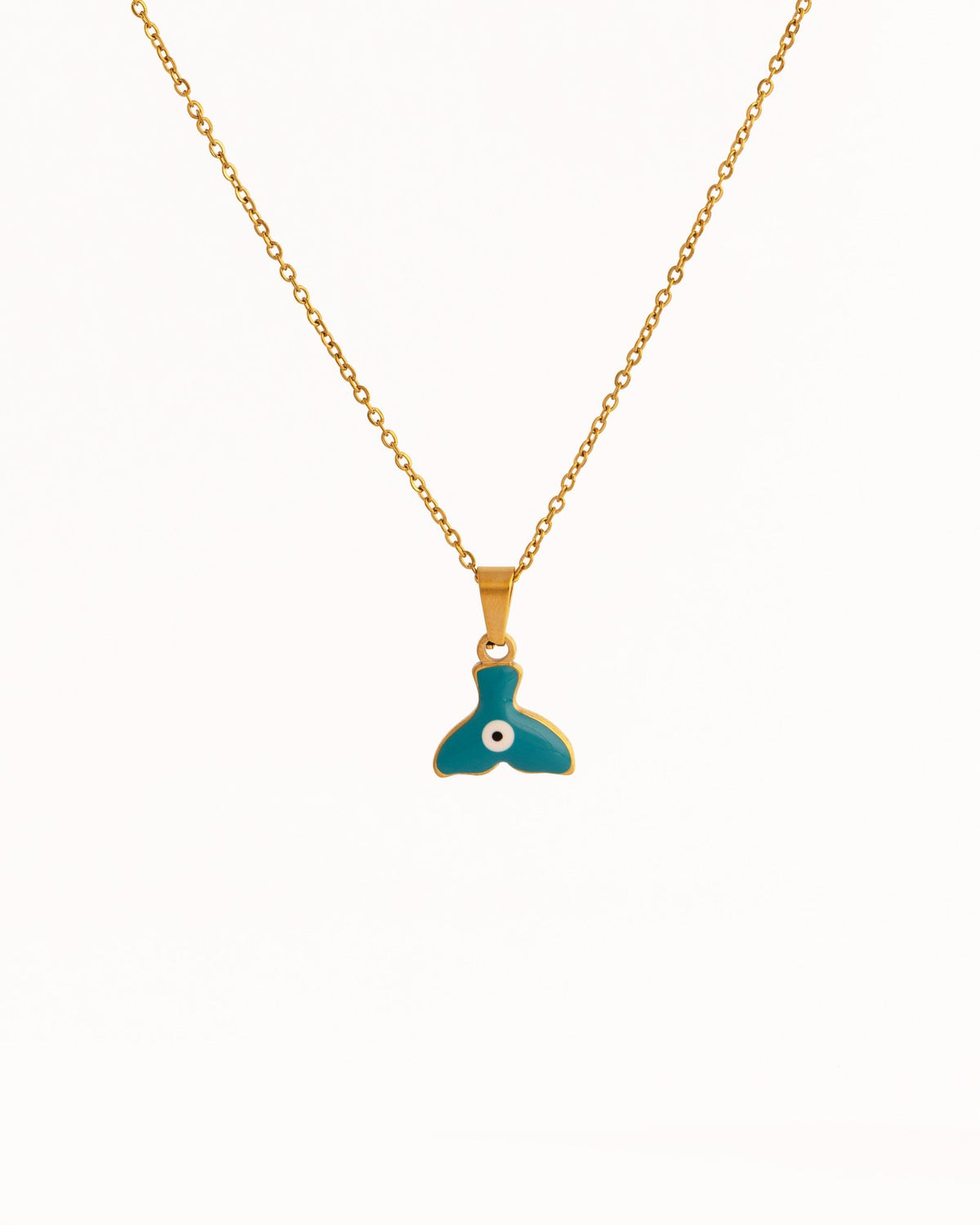 Enamel Fin Pendant Anti-Tarnish Necklace - Teal - view 4 of 4