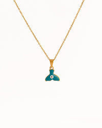 Enamel Fin Pendant Anti-Tarnish Necklace - Teal - view 4 of 4