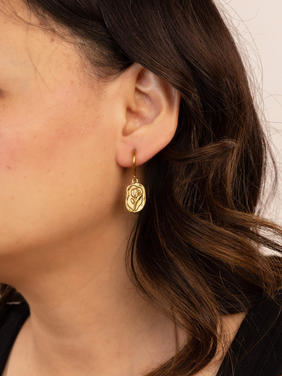 Oval Drop Anti-Tarnish Hoop Earrings - view 3 of 3