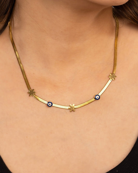 Evil Eye Station Anti-Tarnish Necklace - Blue by Modus & Mood