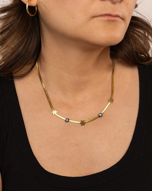 Evil Eye Station Anti-Tarnish Necklace - Blue - view 4 of 4