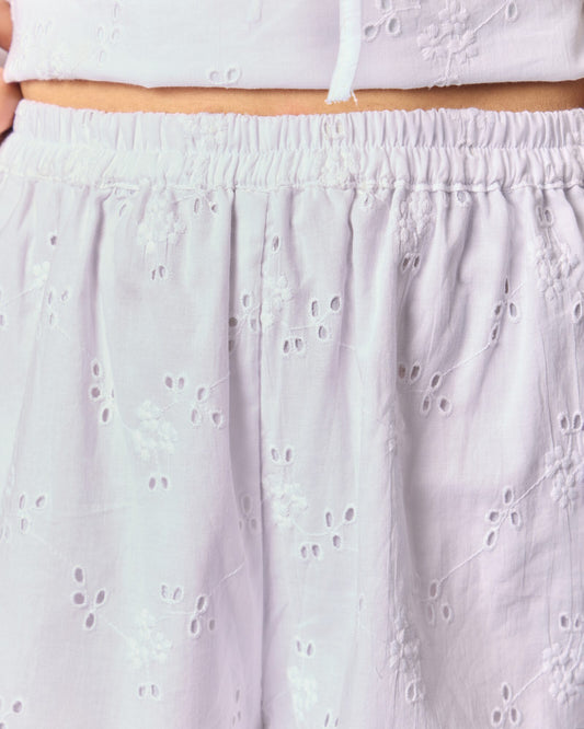 Women's Eyelet Cotton Top & Shorts Co-ord Set - White - view 5 of 5