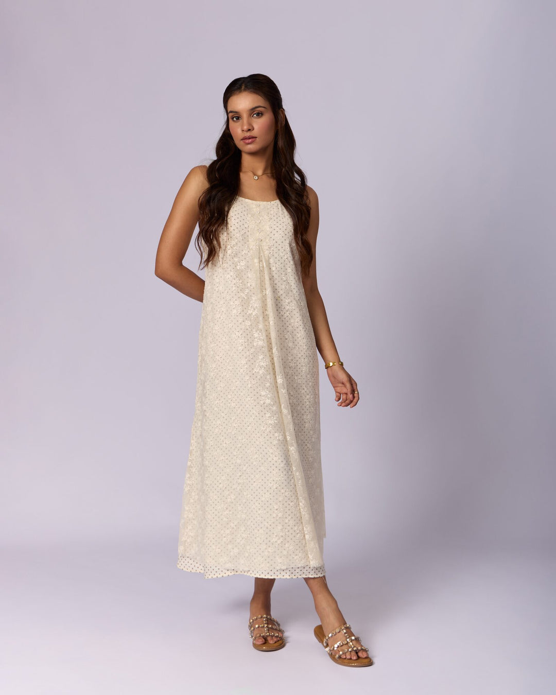 Women's Eyelet Cotton Maxi Dress - Ivory by Modus & Mood