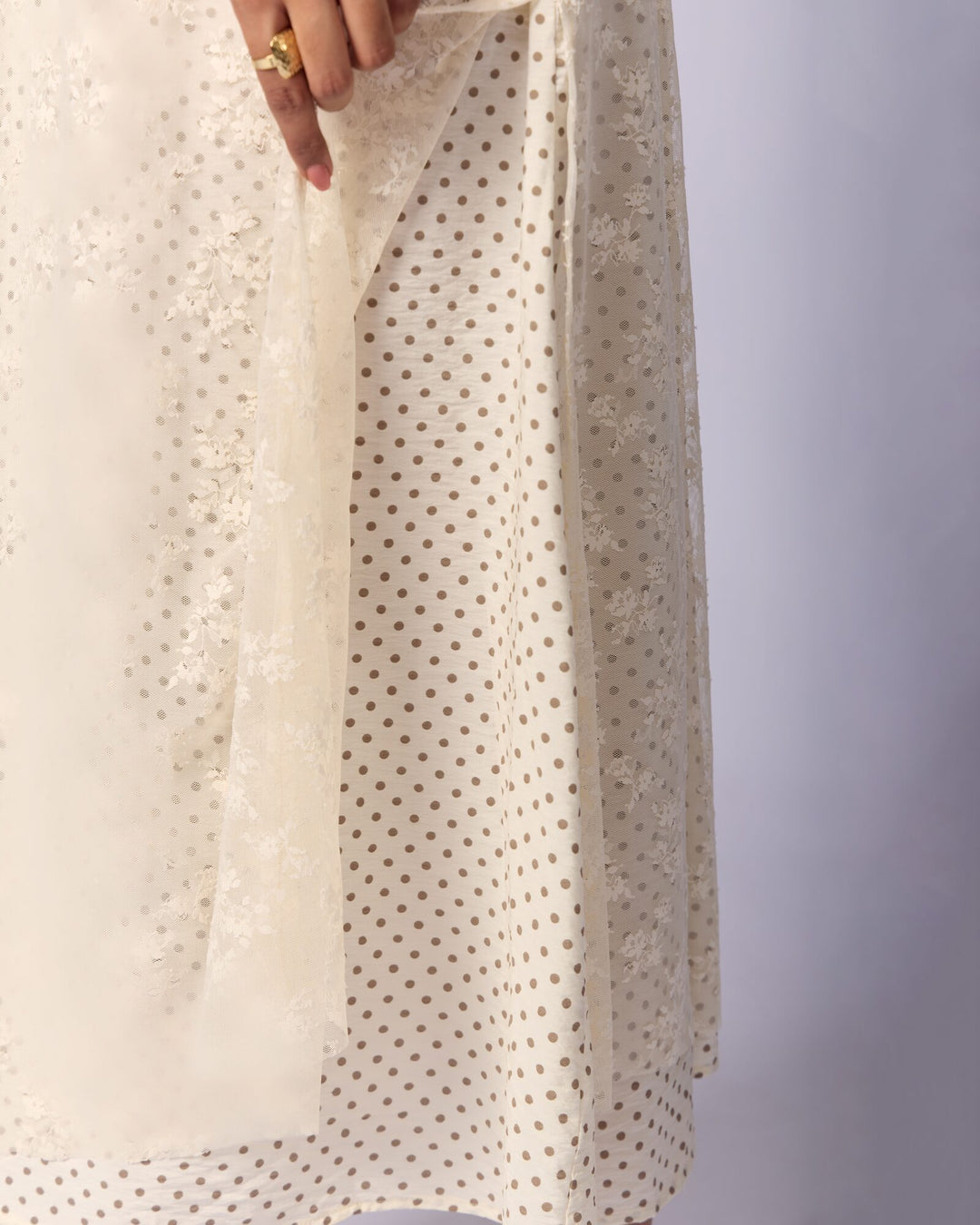 Women's Eyelet Cotton Maxi Dress - Ivory - view 4 of 5