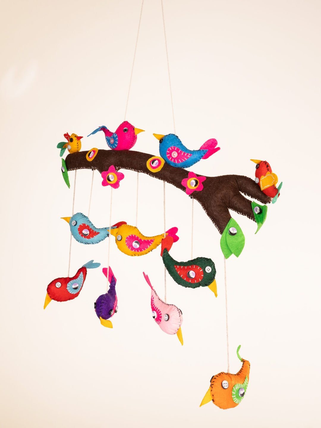 Embroidered Wool-Felt Bird Nursery Mobile - view 2 of 3