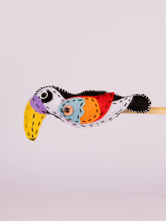 Embroidered Wool-Felt Bird Plant Stake - Multicolour by Modus & Mood