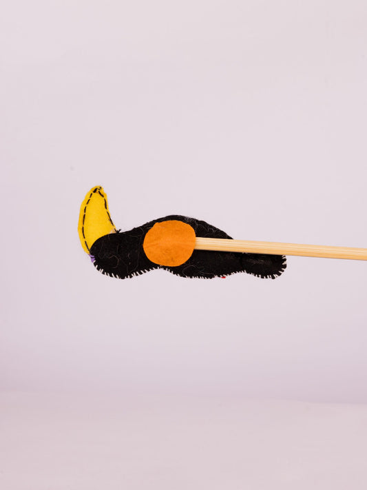 Embroidered Wool-Felt Bird Plant Stake - Multicolour - view 2 of 2