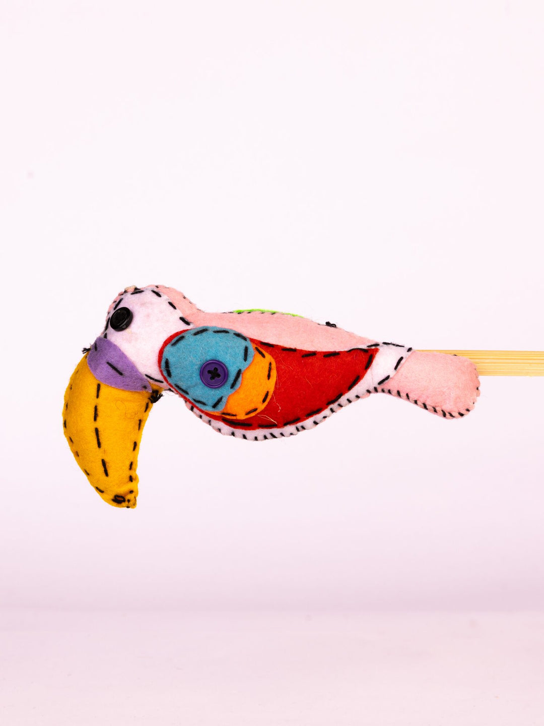Embroidered Wool-Felt Bird Plant Stake - Coral by Modus & Mood