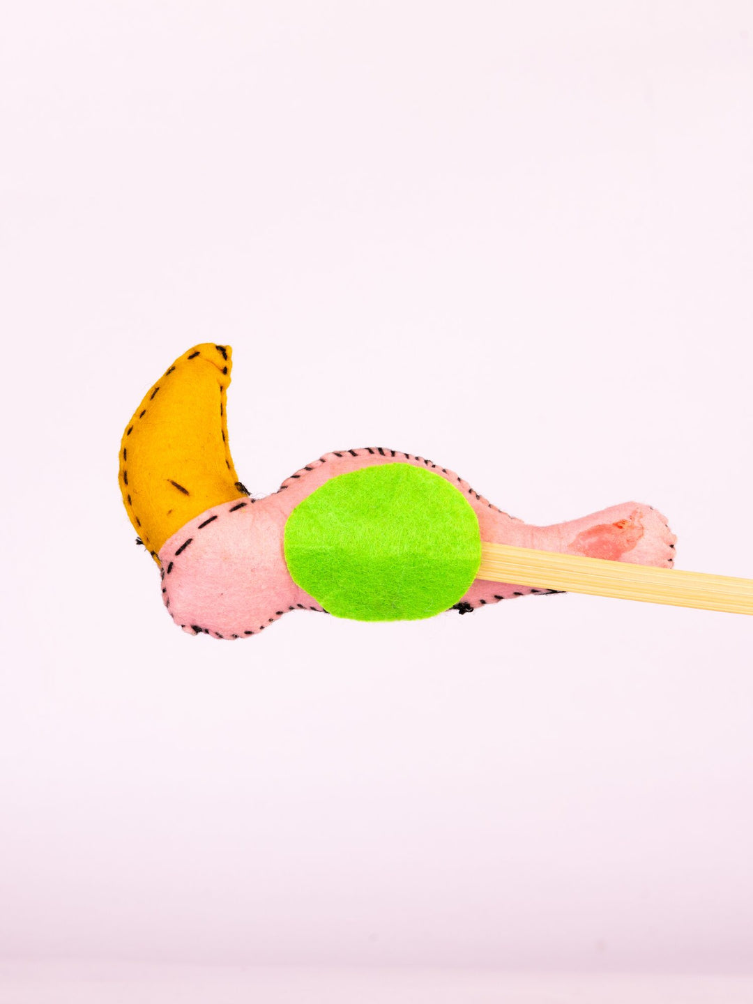Embroidered Wool-Felt Bird Plant Stake - Coral - view 2 of 2
