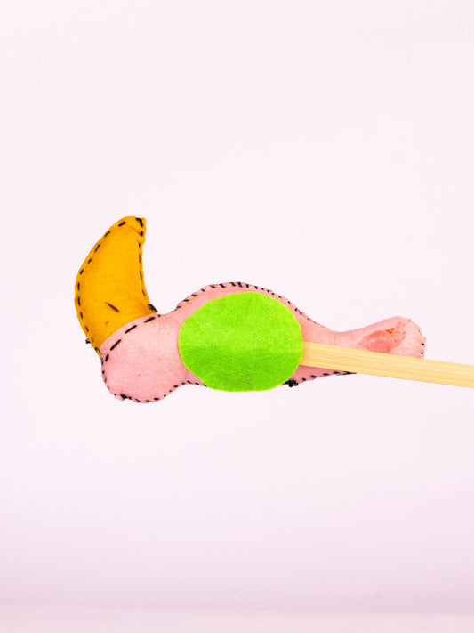 Embroidered Wool-Felt Bird Plant Stake - Coral - view 2 of 2